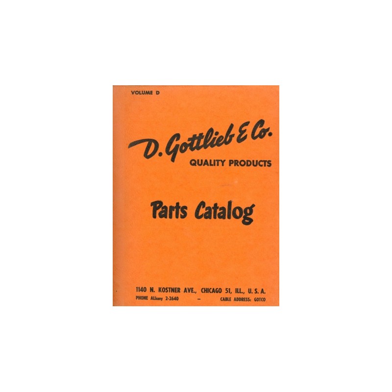 Gottlieb 1958 Parts Catalog