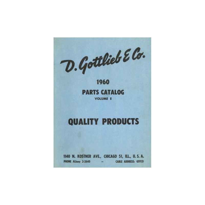 Gottlieb 1960 Parts Catalog